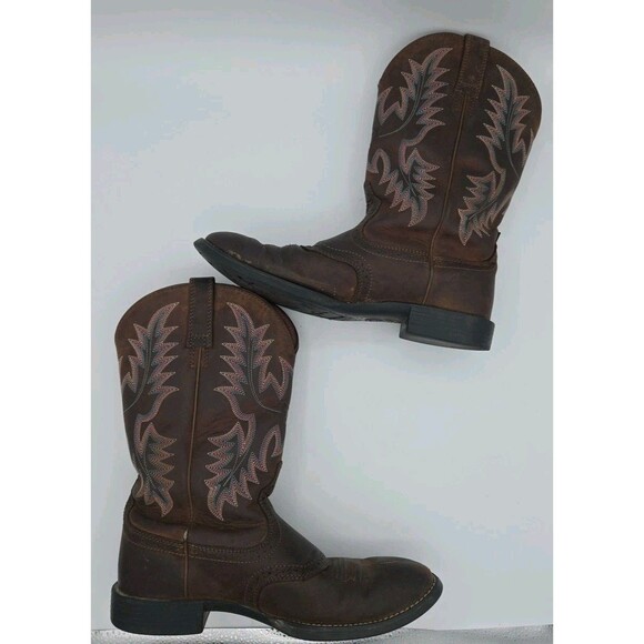Ariat Women's Heritage Stockman Sassy Performance Brown Boots Round Toe Size 8.5 - Picture 5 of 9
